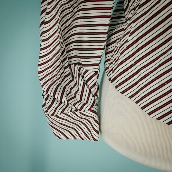 Whistles Size 2 US Red Blue Diagonal Stripe Puff Balloon Long Sleeve Cotton Top - Picture 2 of 7